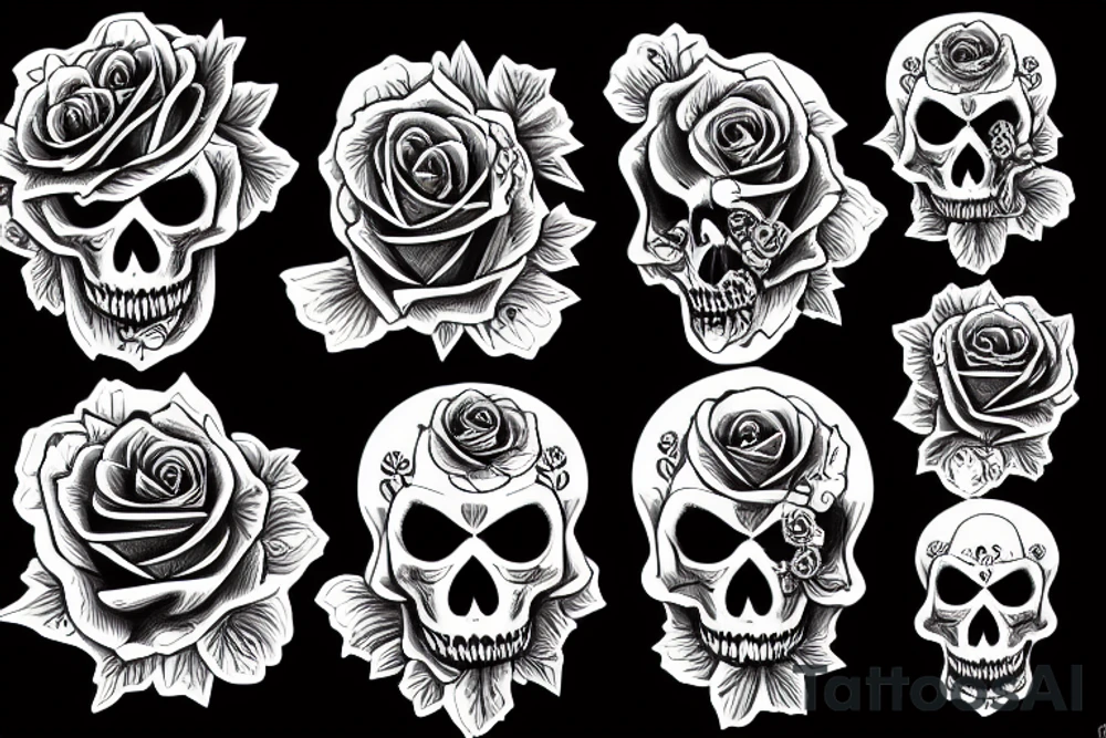 skeleton with roses for eyes tattoo idea