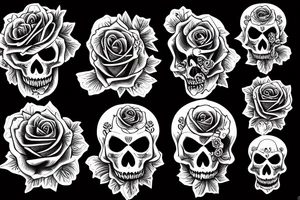 skeleton with roses for eyes tattoo idea