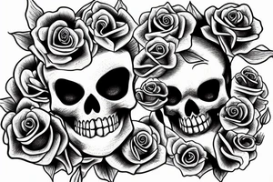 skeleton with roses for eyes tattoo idea