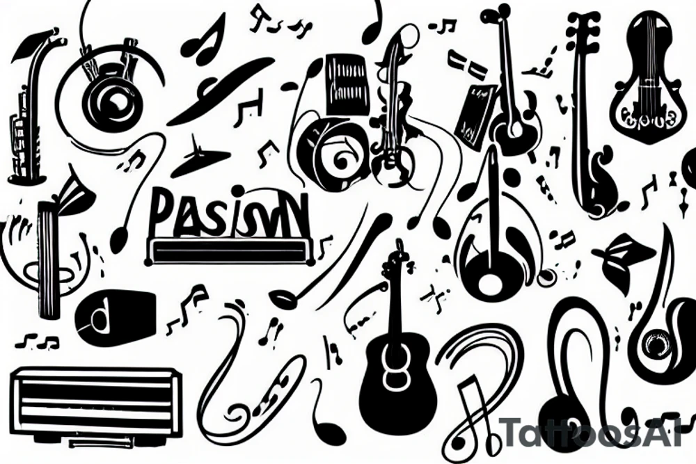 My passion for music, music is my life and I can't live without it tattoo idea