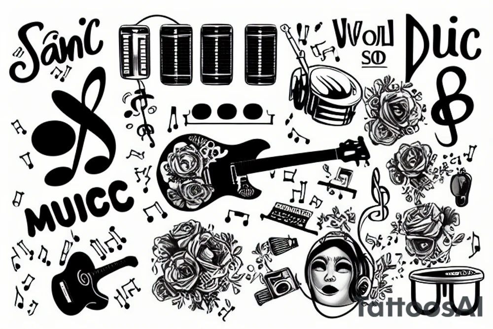 Music is everything, a world without music is just a sad world tattoo idea