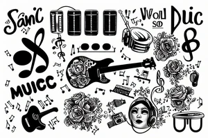 Music is everything, a world without music is just a sad world tattoo idea