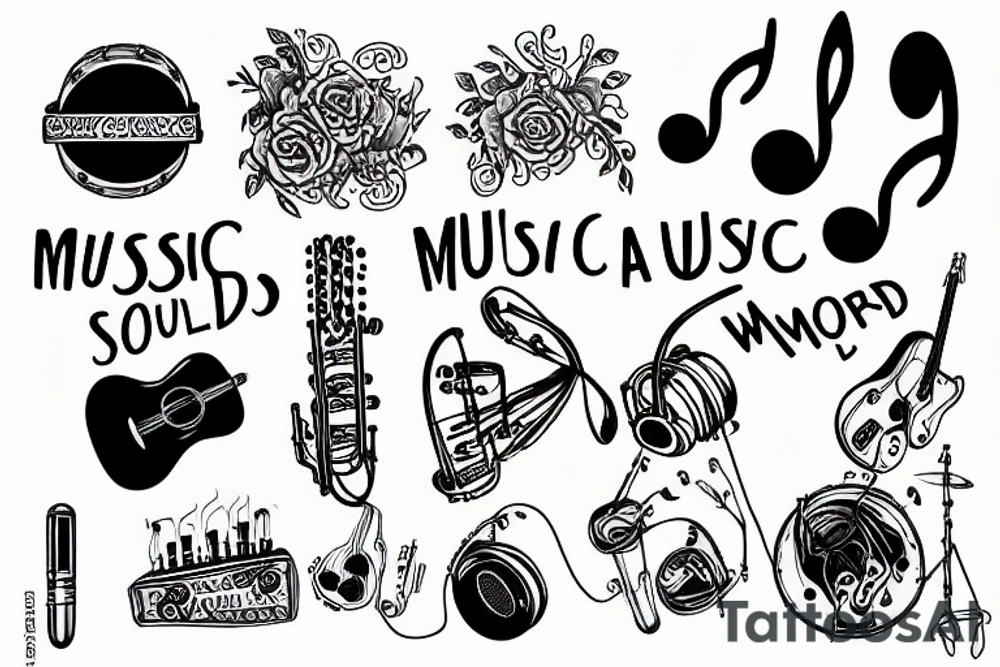 Music is everything, a world without music is just a sad world tattoo idea