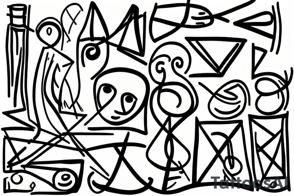 Simple and small Picasso in lines tattoo idea