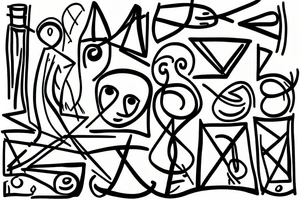 Simple and small Picasso in lines tattoo idea
