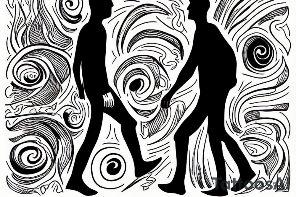 Man walking towards the sunset tattoo idea