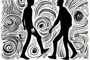Man walking towards the sunset tattoo idea