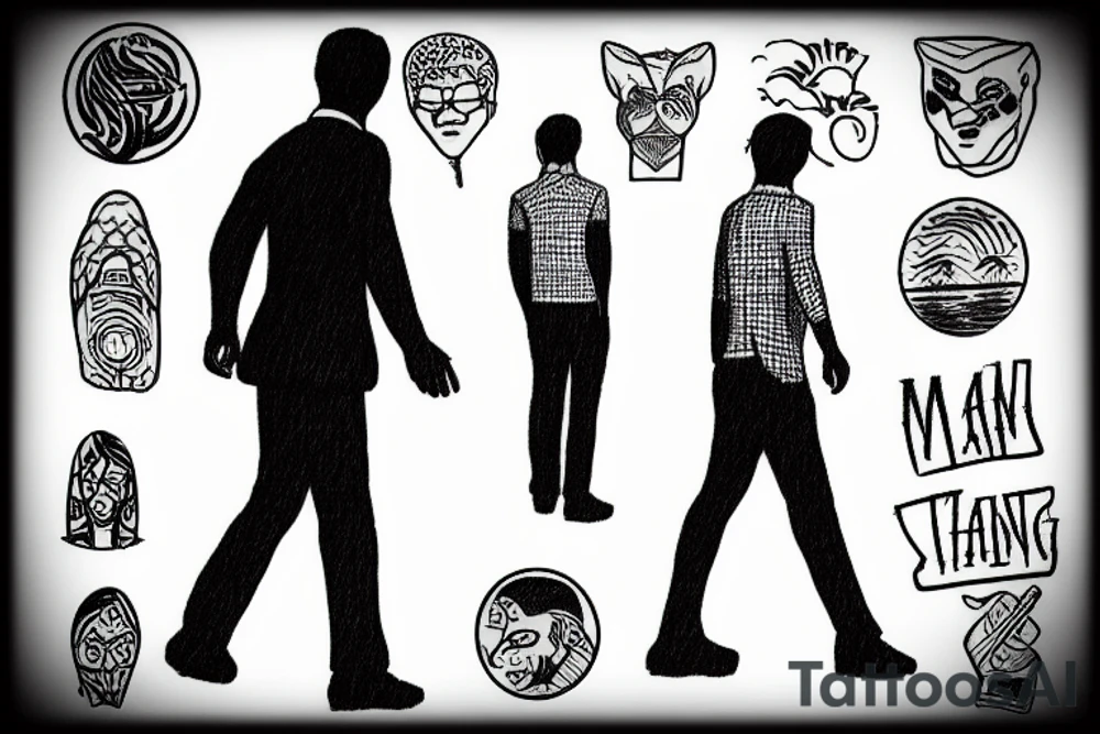 Man walking towards the sunset tattoo idea
