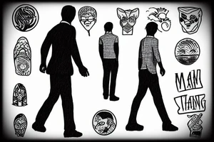Man walking towards the sunset tattoo idea