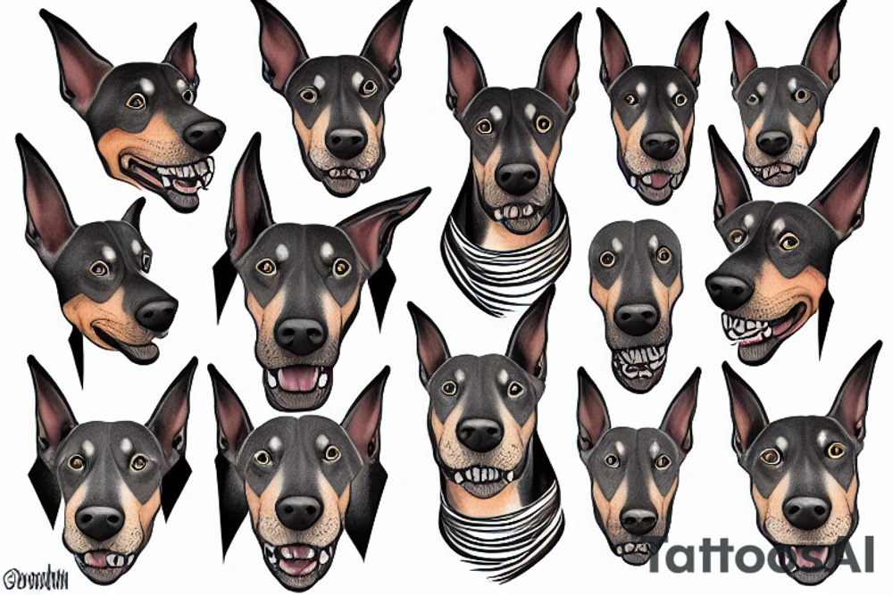 Doberman showing teeth tattoo idea