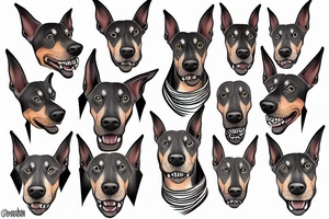 Doberman showing teeth tattoo idea
