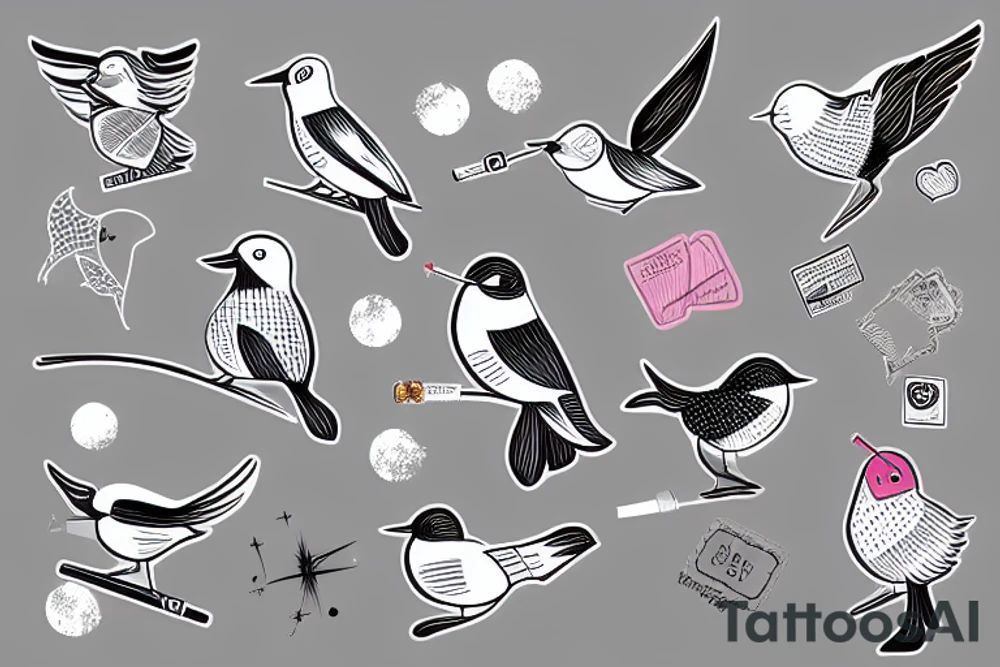 A bird with a cigarette tattoo idea