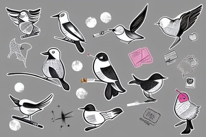 A bird with a cigarette tattoo idea