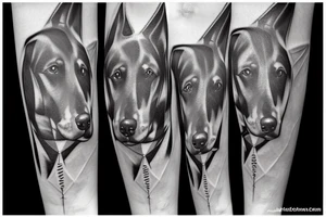 Doberman playing the flute tattoo idea