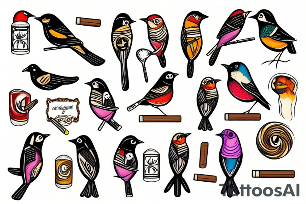 A bird with a cigar tattoo idea