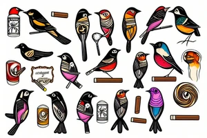 A bird with a cigar tattoo idea