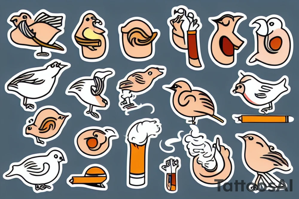A bird smoking a cigar tattoo idea