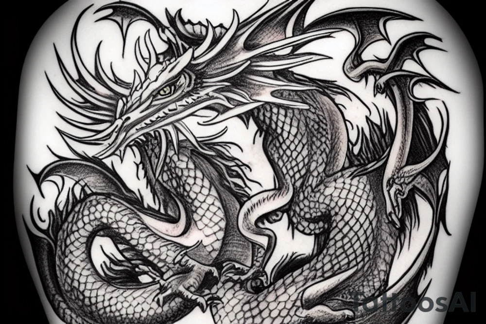 dragon with a greek mythology theme combined with a witchcraft tattoo idea