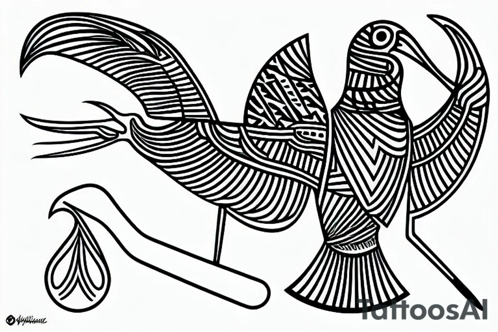 line drawing of Thoth Egyptian ibis-headed god tattoo idea