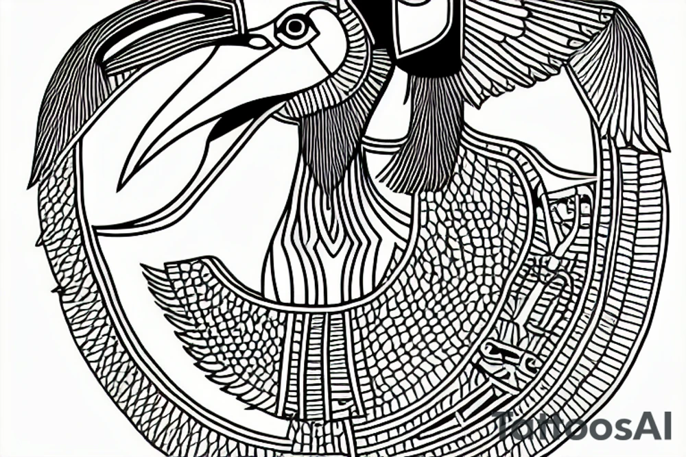 line drawing of Thoth Egyptian ibis-headed god tattoo idea