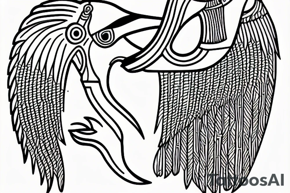 line drawing of Thoth Egyptian ibis-headed god tattoo idea