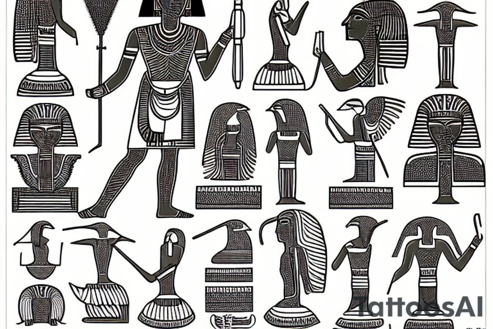 line drawing of Thoth Egyptian god half-human half-ibis tattoo idea