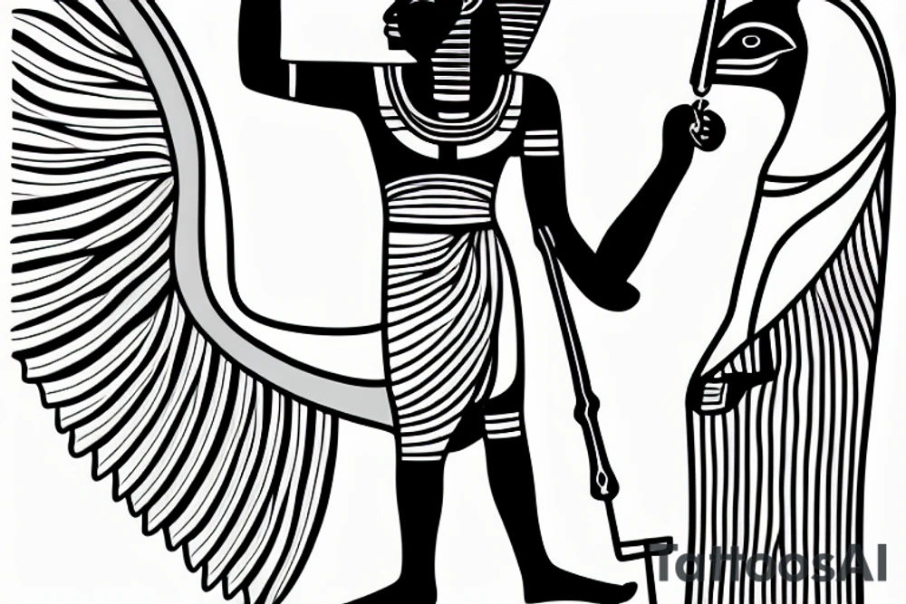 line drawing of Thoth Egyptian god half-human half-ibis tattoo idea