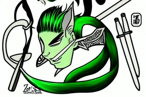 Roronoa zoro,Green hair,sphinx cat tattoo idea