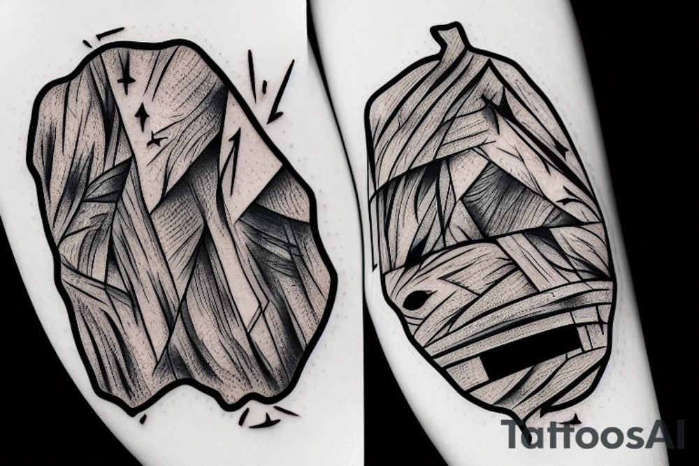 Hatchet in stump tattoo idea