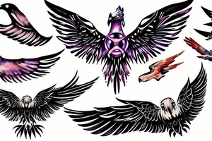 Hawk wings with space galaxy background tattoo idea