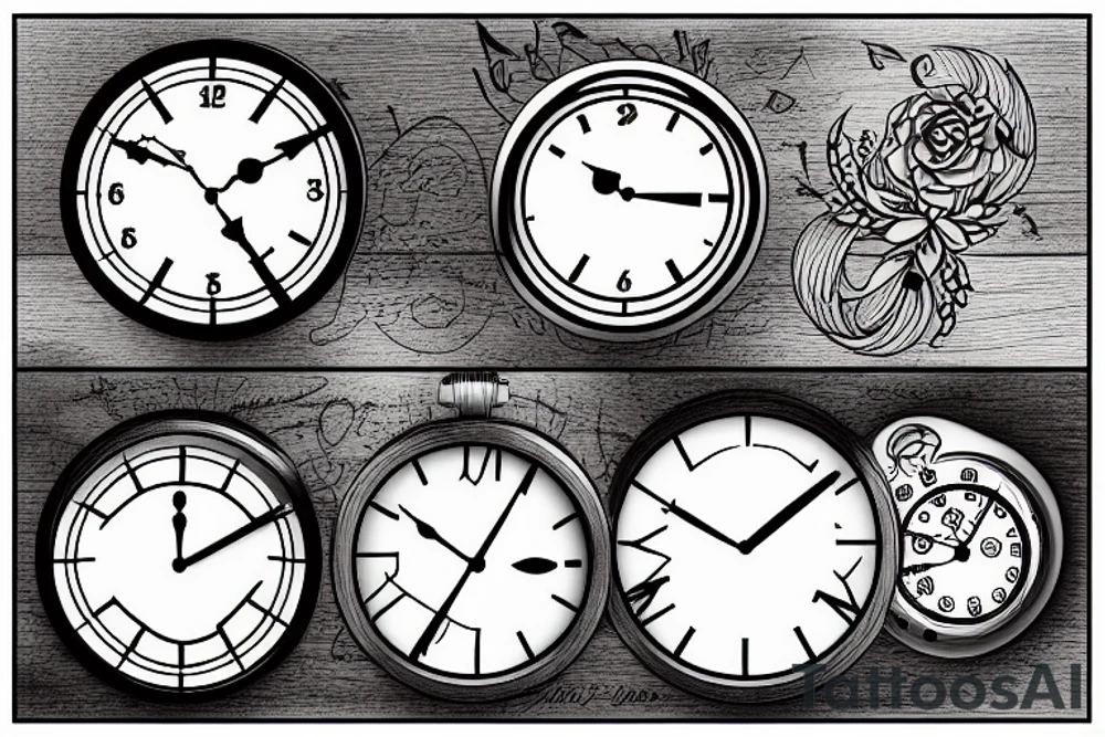 Wood and clock tattoo idea