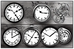 Wood and clock tattoo idea