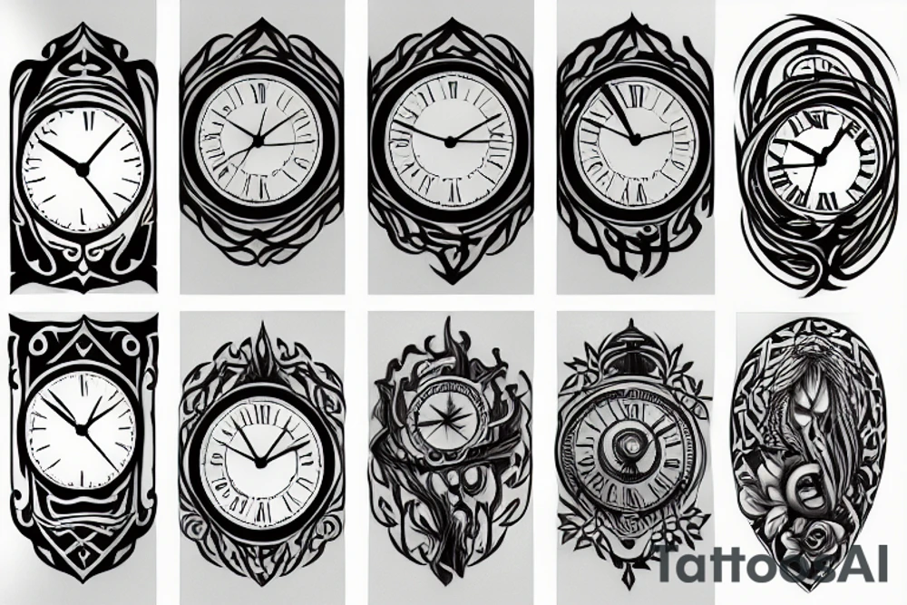 Wood and clock tattoo idea