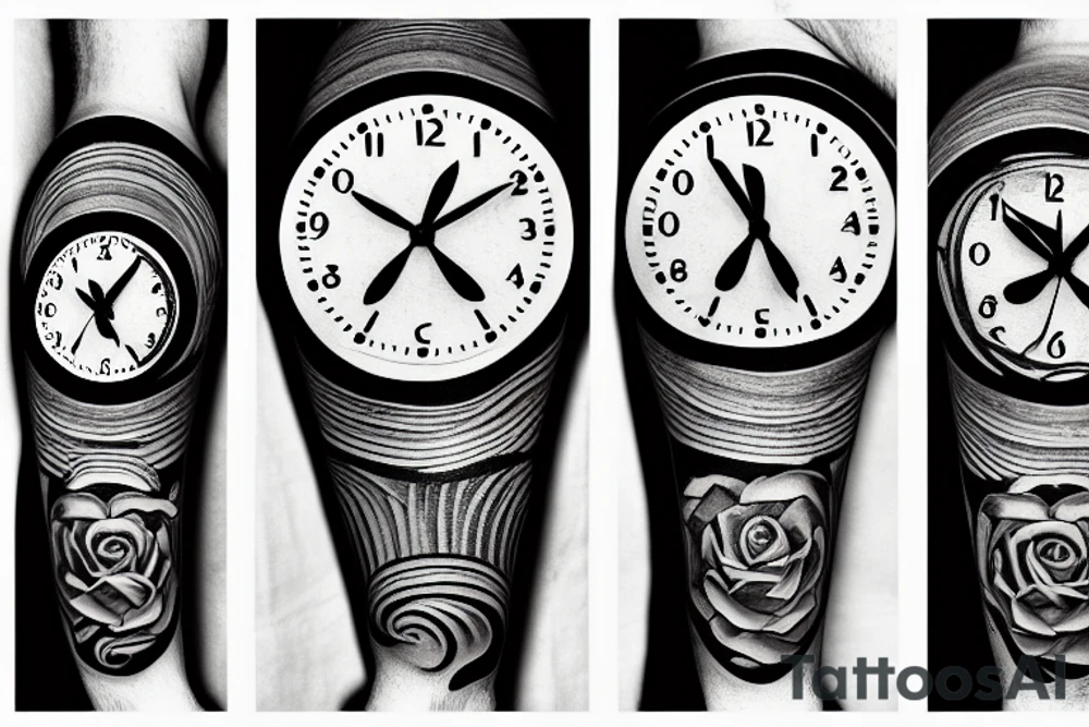 Wood and clock tattoo idea