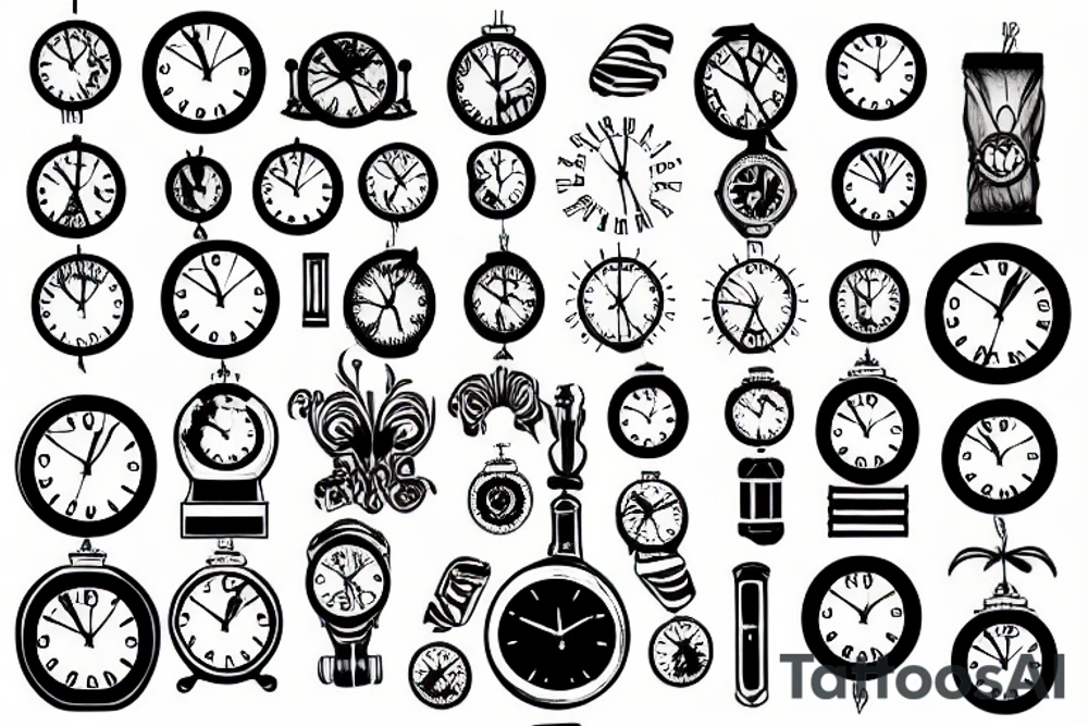 Wood and clock tattoo idea