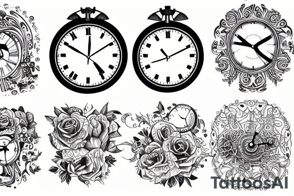 Wood and clock tattoo idea