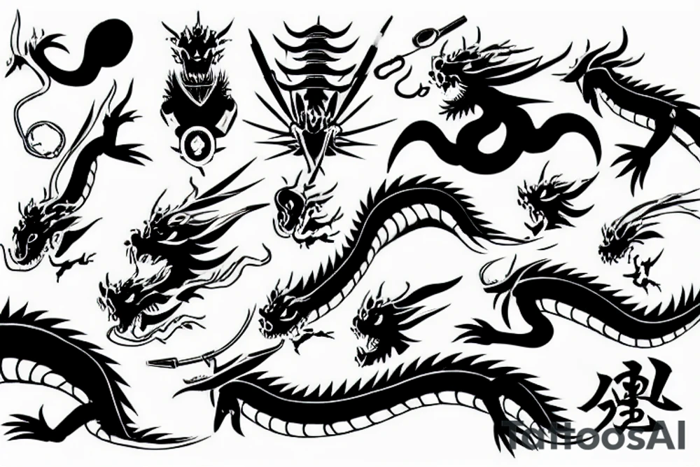 Japan, Samurai, Carp coi, Dragon, yakudza tattoo idea