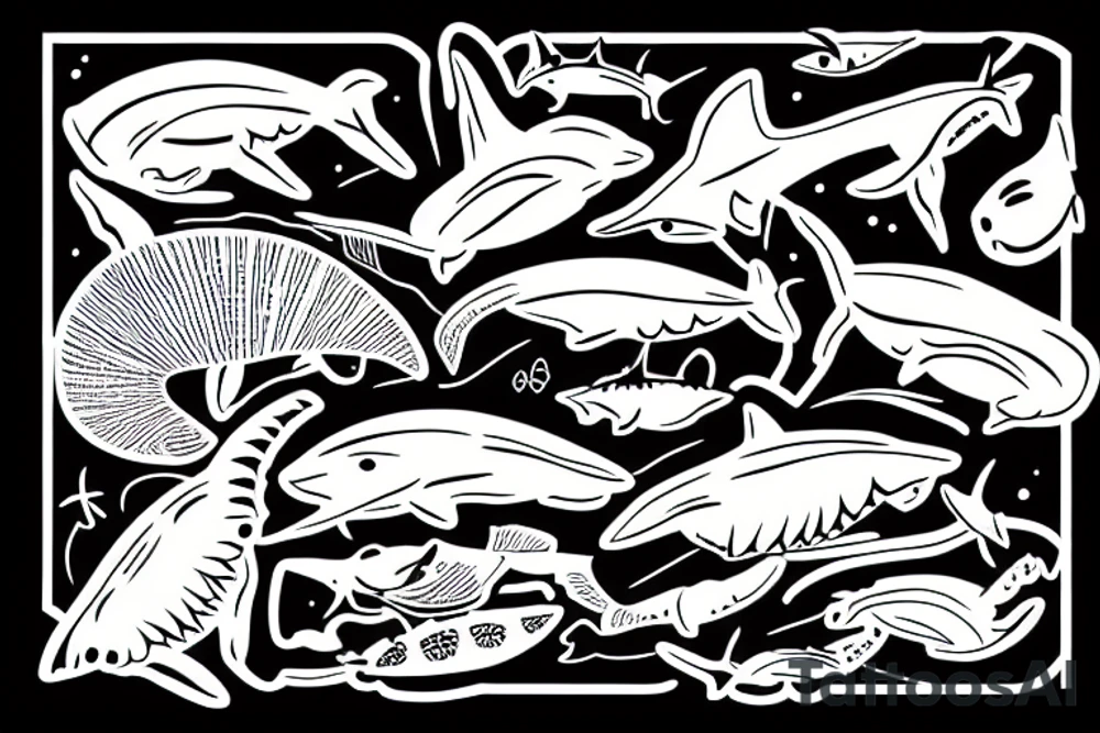 gay horseshoe crab meets shark tattoo idea