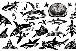 gay horseshoe crab meets shark tattoo idea