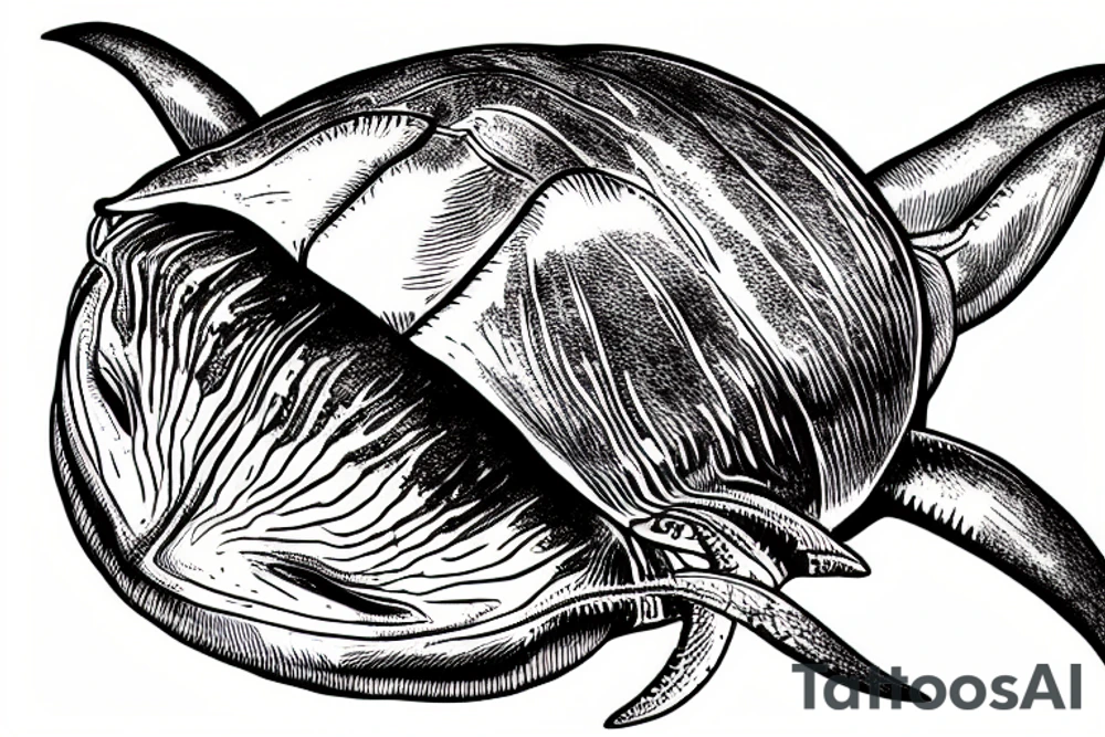 horseshoe crab has lunch with great white shark tattoo idea