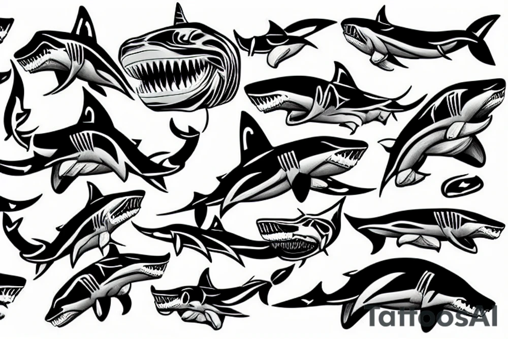 very ferocious great white shark tattoo idea