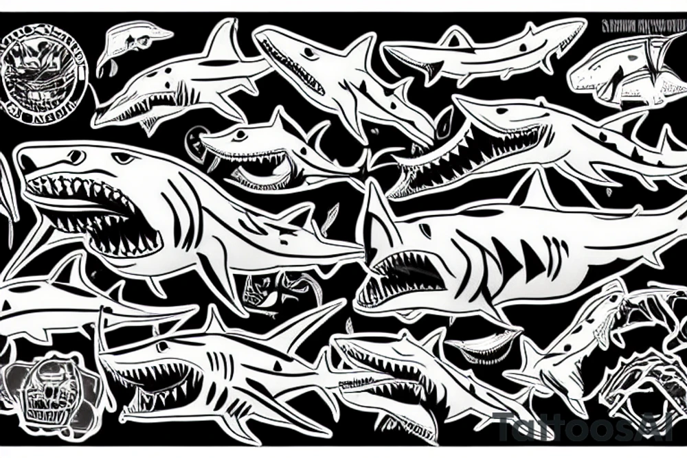 very ferocious great white shark tattoo idea
