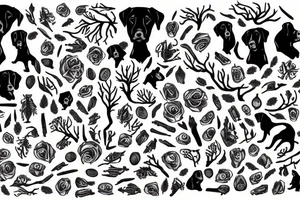 Tree and family of labradors tattoo idea