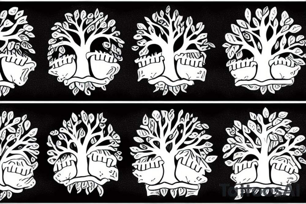 Tree and family of labradors tattoo idea
