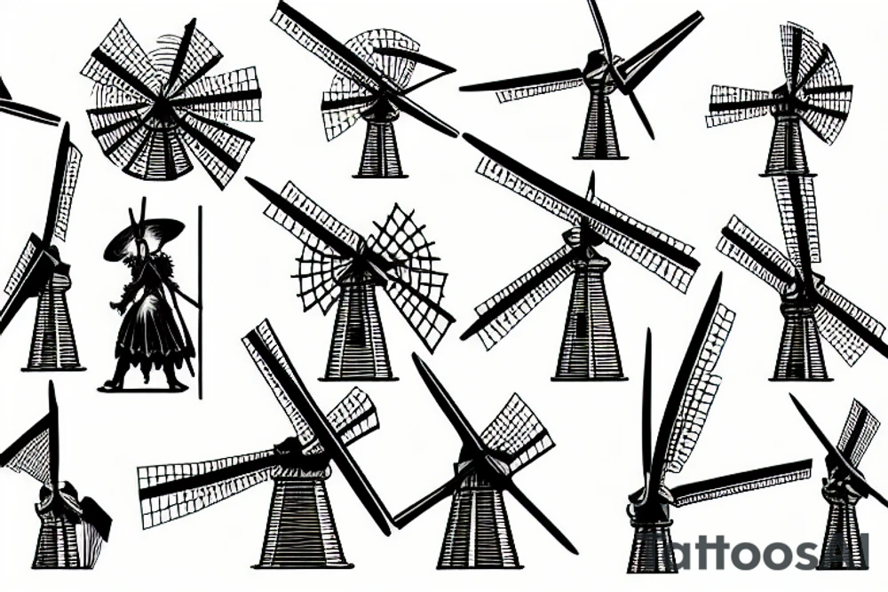 Don quixote charging windmills tattoo idea