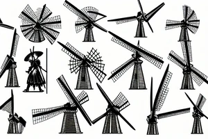 Don quixote charging windmills tattoo idea