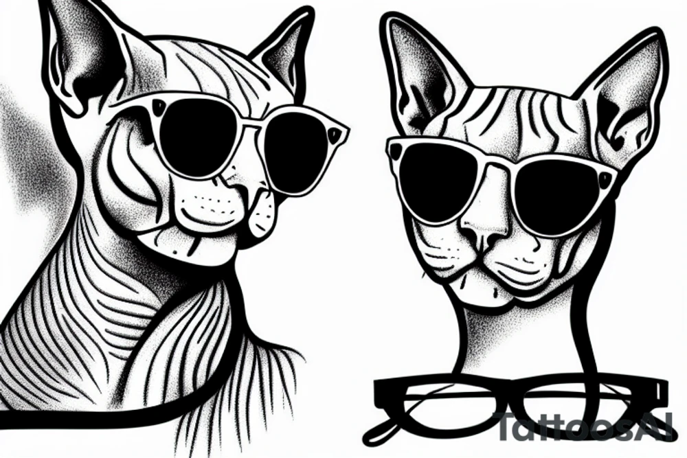 Sphynx cat wearing sunglasses tattoo idea