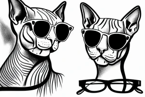 Sphynx cat wearing sunglasses tattoo idea
