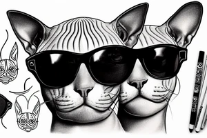 Sphynx cat wearing sunglasses tattoo idea