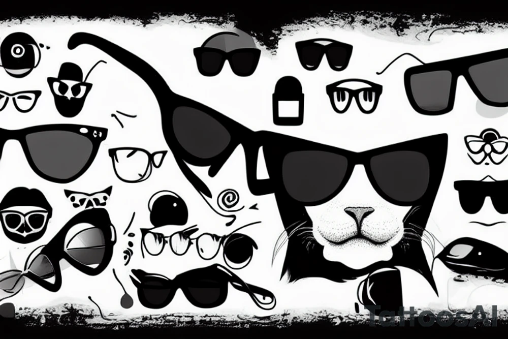 Sphynx cat wearing sunglasses tattoo idea